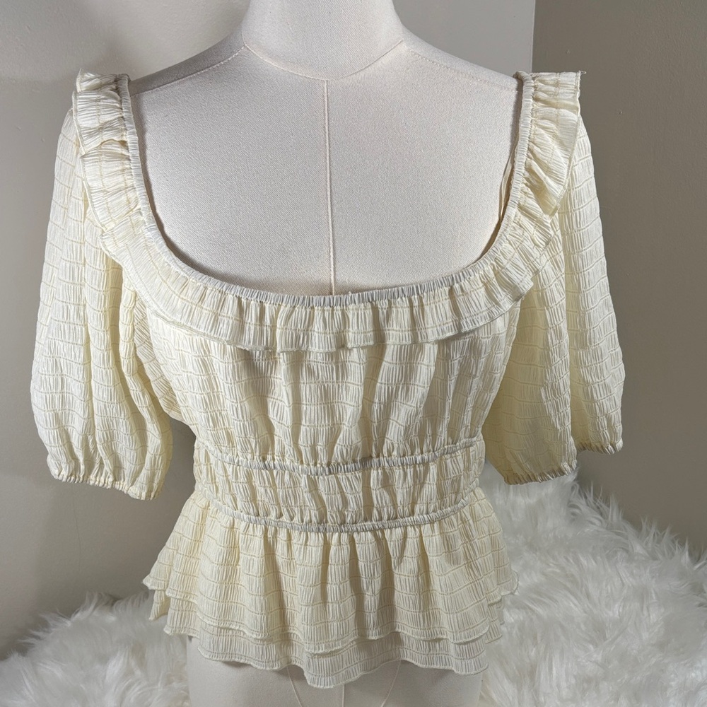 Rose & Remington Elegant Cream Ruffle Blouse